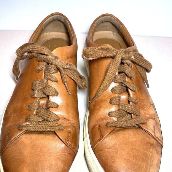 Wolf Shepherd Mens Leather Glider Chestnut Brown Tan Lace Up Sneakers Size 6 - Picture 5 of 8